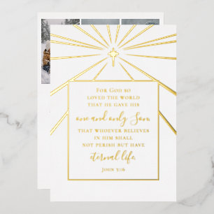 Johannes 3:16 Schrift Weihnachten Foto Gold Folien Feiertagskarte