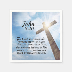Johannes 3:16 So liebte Gott das Weltholzkreuz Serviette