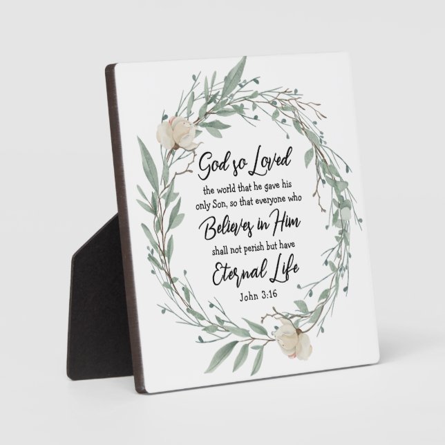 Johannes 3:16 So liebte Gott das World Bible Verse Fotoplatte (Vorderseite)