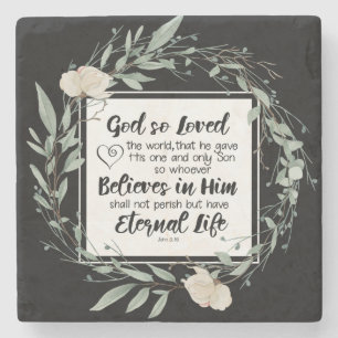 Johannes 3:16 So liebte Gott das World Bible Verse Steinuntersetzer