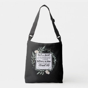 Johannes 3:16 So liebte Gott das World Bible Verse Tragetaschen Mit Langen Trägern