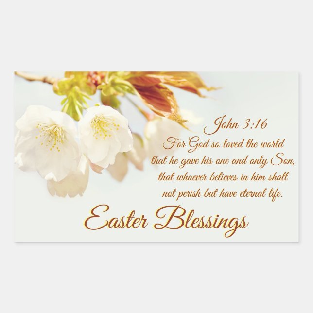 Johannes 3:16 So liebte Gott die Welt, Ostern Rechteckiger Aufkleber (Vorderseite)