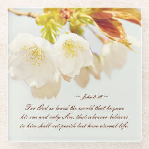 Johannes 3:16 So liebte Gott die Welt, Schrift Glasuntersetzer