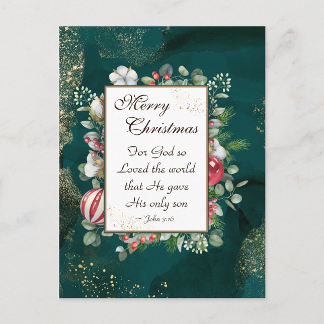 Johannes.3:16 So liebte Gott die Welt, Weihnachten Postkarte (Vorderseite)