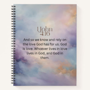 Johannes 4:16 Bibelvers auf Wasserfarben-Design Notizbuch