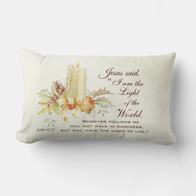 Johannes 8:12 Jesus sagte: Ich bin das Licht der W Lendenkissen (Vorderseite)