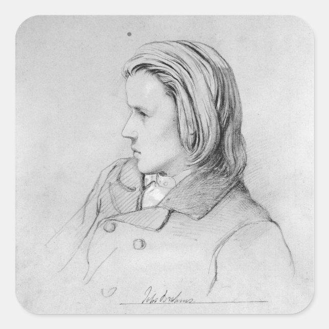 Johannes Brahms im Alter von zwanzig Jahren 1853 Quadratischer Aufkleber (Vorderseite)