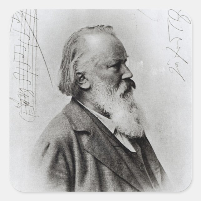 Johannes Brahms Quadratischer Aufkleber (Vorderseite)
