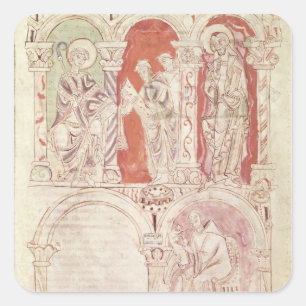 Johannes Cassian schreibt und mönche anbieten Quadratischer Aufkleber