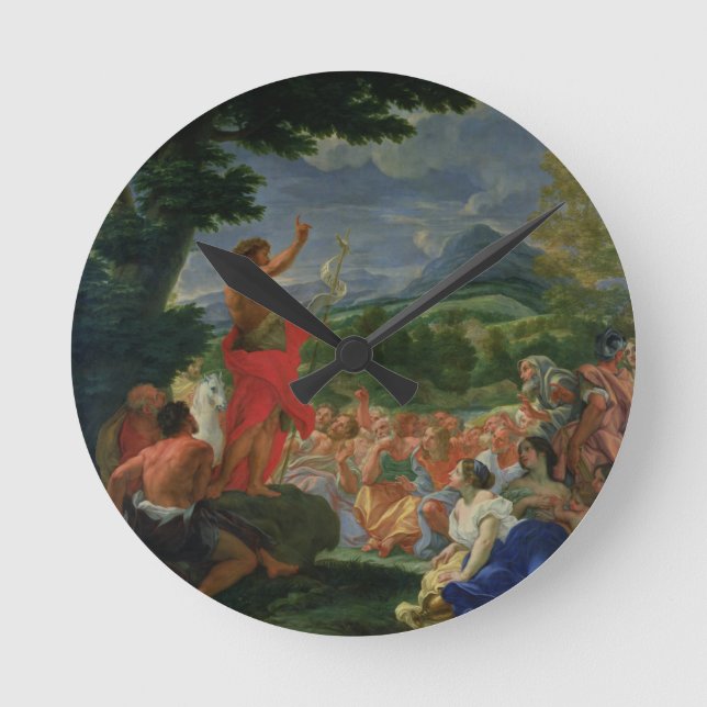 Johannes das Baptist-Predigen, gemalt vor 169 Runde Wanduhr (Vorderseite)