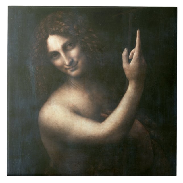 Johannes der Baptist, Leonardo da Vinci Fliese (Vorderseite)