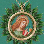 Johannes der Evangelist (JMAS 06) Vergoldete Kette<br><div class="desc">Image Credit (JMAS 06): Antiquitätenbild von Johannes dem Evangelisten aus dem späten 19. Jahrhundert in Chromolithografie mit Goldakzenten, die ursprünglich von Josef Müller, Kunstverlag München, aus der privaten Sammlung religiöser Ephemeriden des Designers veröffentlicht wurden. Das Bild ist eines von zwölf in der Apostelserie des Herausgebers (Nr. 12155). Nach der Tradition...</div>