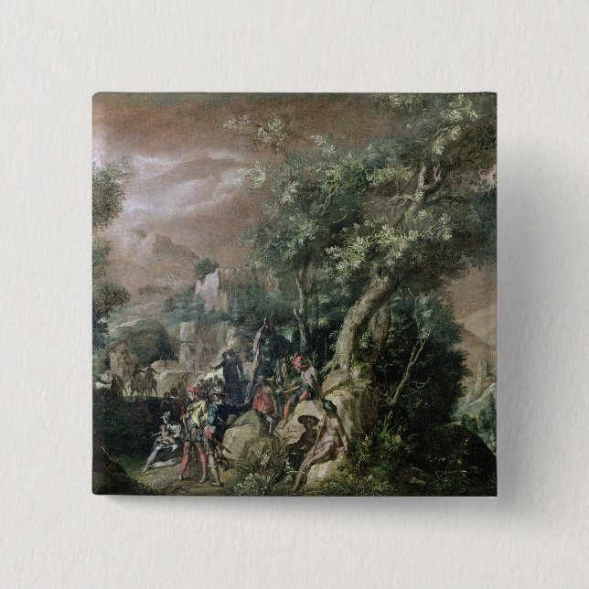 Johannes der predigende Baptist (Öl auf Leinwand) Button (Vorderseite)