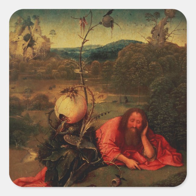 Johannes der Täufer in Meditation Quadratischer Aufkleber (Vorderseite)