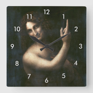 Johannes der Täufer Leonardo da Vinci Quadratische Wanduhr