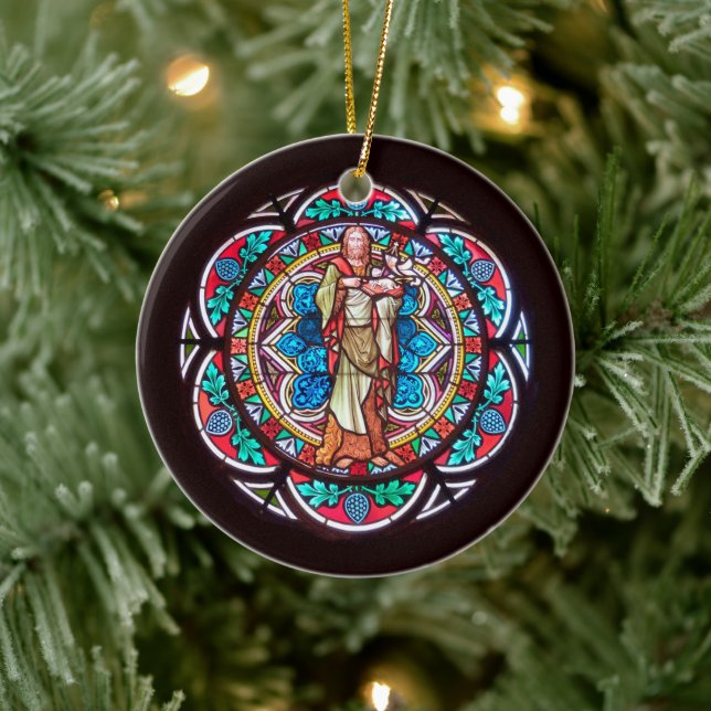 Johannes der Täufer mit Advent Zitat Keramik Ornament (Baum)