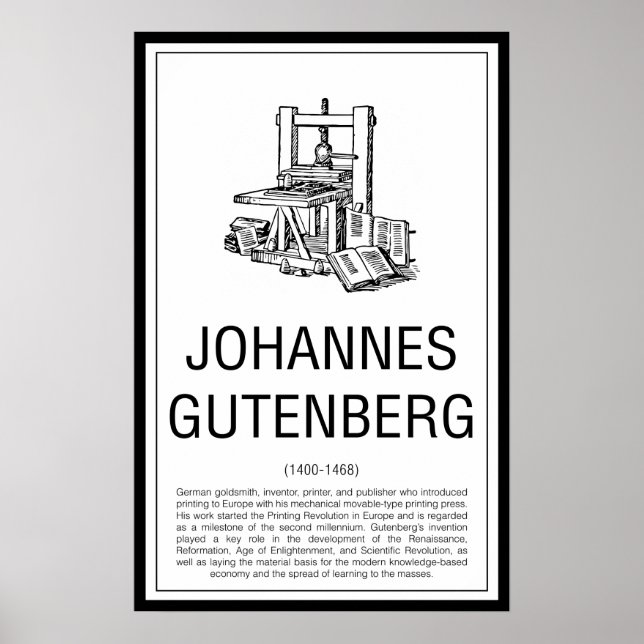 Johannes Gutenberg Poster (Vorne)