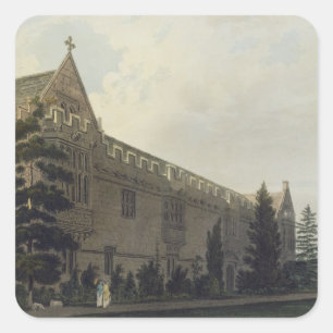 Johannes Uni gesehen vom Garten, illustrat Quadratischer Aufkleber