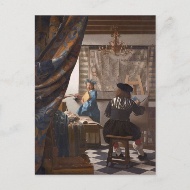 Johannes Vermeer - Allegorie der Malerei Postkarte (Vorderseite)