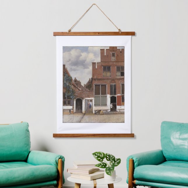 Johannes Vermeer, Ansicht der Häuser in Delft Wandteppich Mit Holzrahmen (Wohnzimmer)