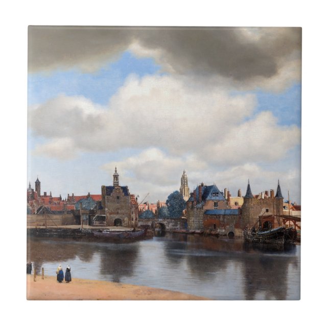 Johannes Vermeer - Blick auf Delft Fliese (Vorderseite)