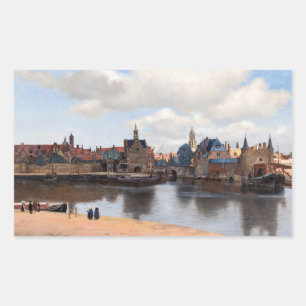 Johannes Vermeer - Blick auf Delft Rechteckiger Aufkleber