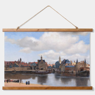 Johannes Vermeer - Blick auf Delft Wandteppich Mit Holzrahmen