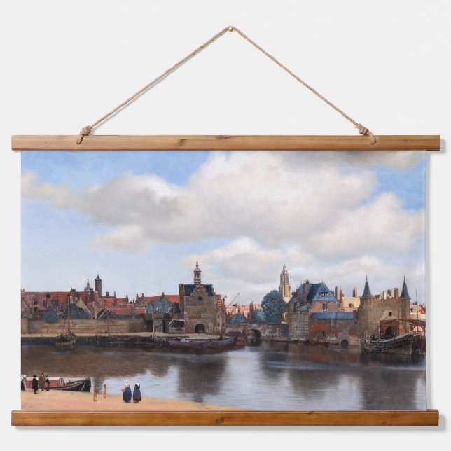 Johannes Vermeer - Blick auf Delft Wandteppich Mit Holzrahmen (Vorne)