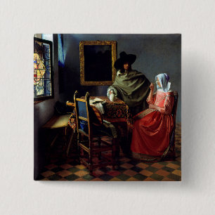 Johannes Vermeer - Das Glas Wein Button
