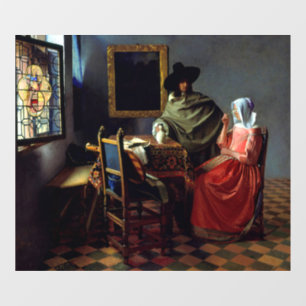 Johannes Vermeer - Das Glas Wein Fensteraufkleber