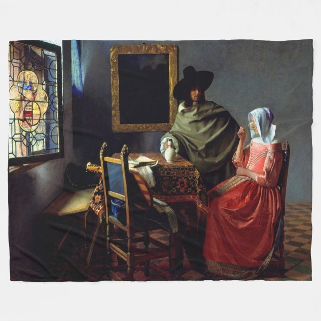 Johannes Vermeer - Das Glas Wein Fleecedecke (Vorderseite (Horizontal))