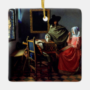 Johannes Vermeer - Das Glas Wein Keramikornament