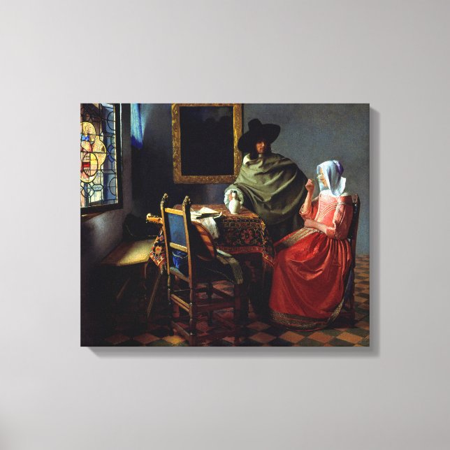 Johannes Vermeer - Das Glas Wein Leinwanddruck (Vorderseite)