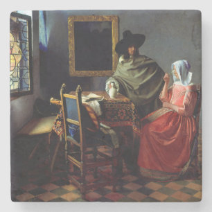 Johannes Vermeer - Das Glas Wein Magnetkarte Steinuntersetzer