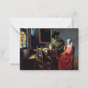 Johannes Vermeer - Das Glas Wein Mitteilungskarte