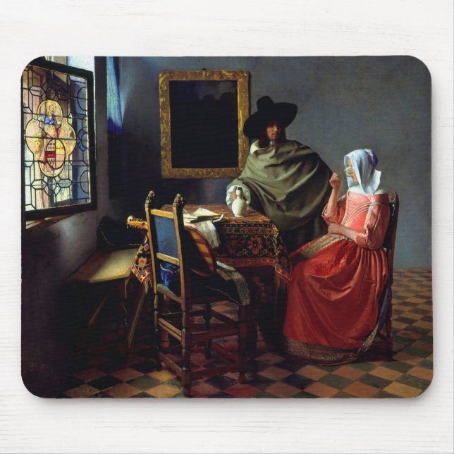 Johannes Vermeer - Das Glas Wein Mousepad (Vorne)