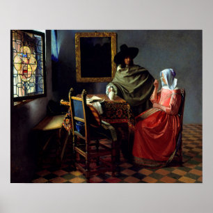 Johannes Vermeer - Das Glas Wein Poster