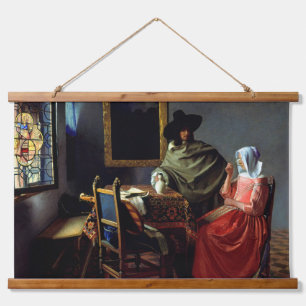 Johannes Vermeer - Das Glas Wein Wandteppich Mit Holzrahmen