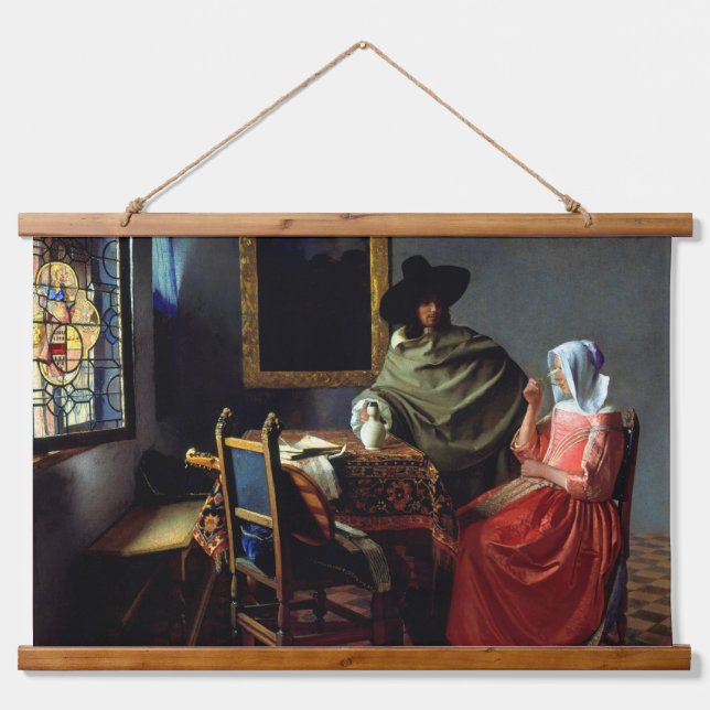 Johannes Vermeer - Das Glas Wein Wandteppich Mit Holzrahmen (Vorne)