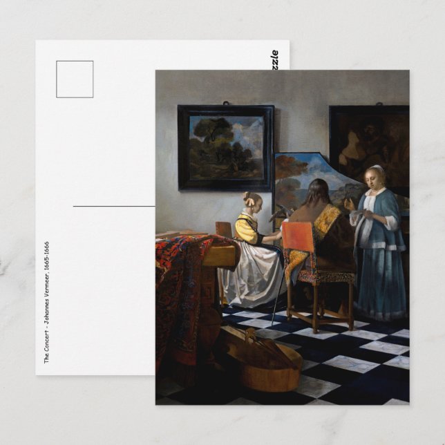 Johannes Vermeer - Das Konzert Postkarte (Vorne/Hinten)