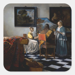 Johannes Vermeer - Das Konzert Quadratischer Aufkleber
