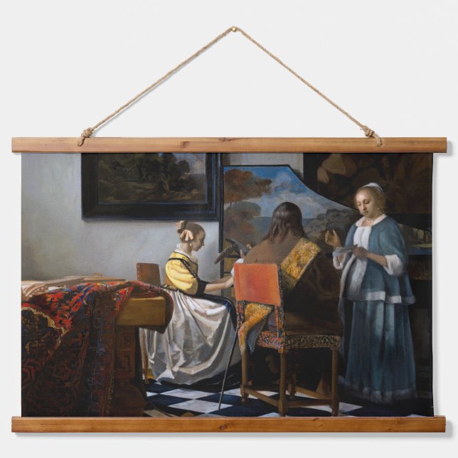 Johannes Vermeer - Das Konzert Wandteppich Mit Holzrahmen (Vorne)