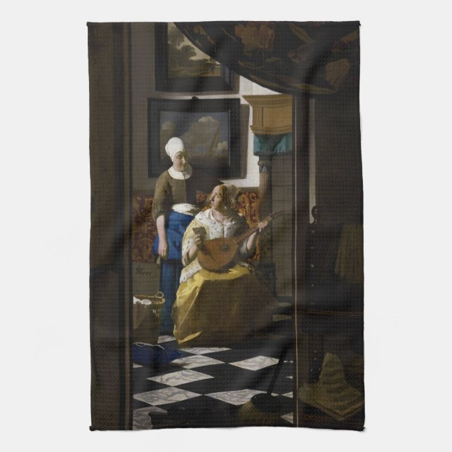 Johannes Vermeer - Das Liebe-Schreiben Geschirrtuch (Vertikal)