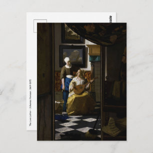Johannes Vermeer - Das Liebe-Schreiben Postkarte