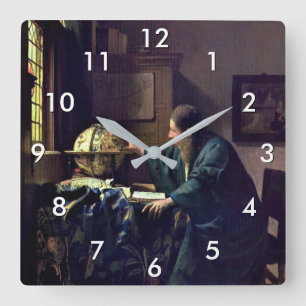 Johannes Vermeer - Der Astronom Quadratische Wanduhr