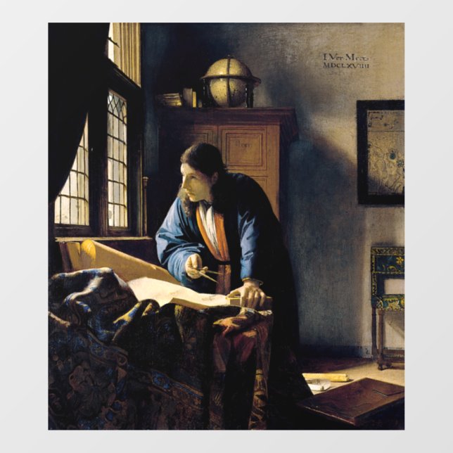 Johannes Vermeer - Der Geograf Fensteraufkleber (Blatt)