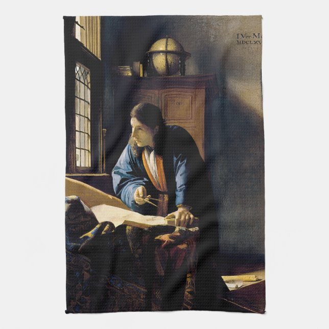 Johannes Vermeer - Der Geograf Geschirrtuch (Vertikal)