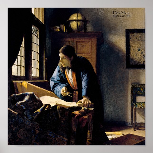 Johannes Vermeer - Der Geograf Poster (Vorne)