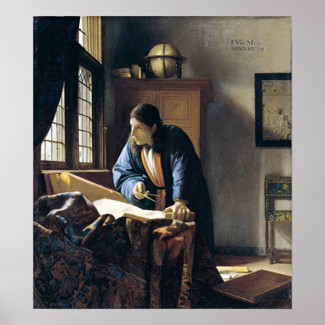 Johannes Vermeer Der Geograf Poster (Vorne)