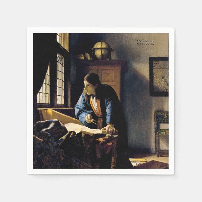 Johannes Vermeer - Der Geograf Serviette (Vorderseite)
